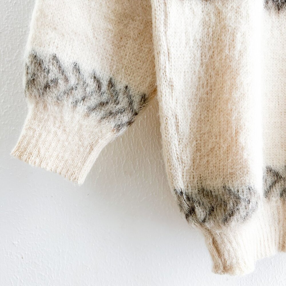 VINTAGE 70's  Yoke Icelandic Lopapeysa 100% Pure Wool and Mohair Sweater - Picture 8 of 9